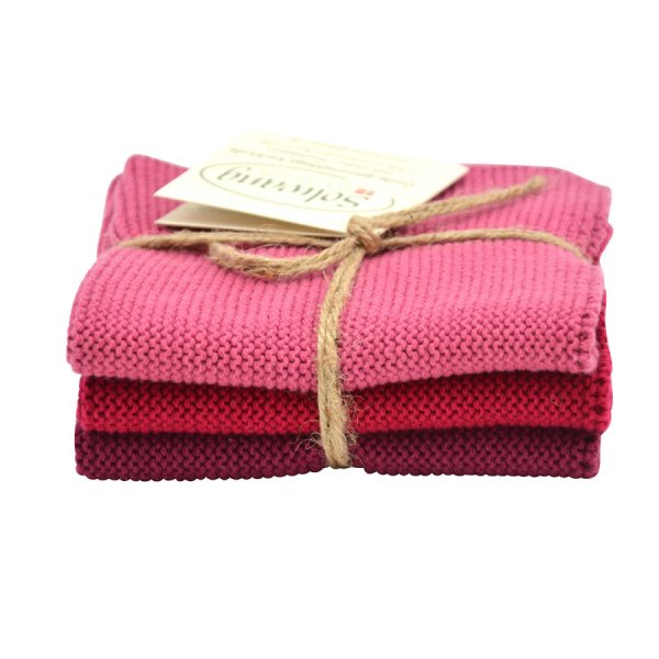 3er Set Wischtuch bordeaux kombi